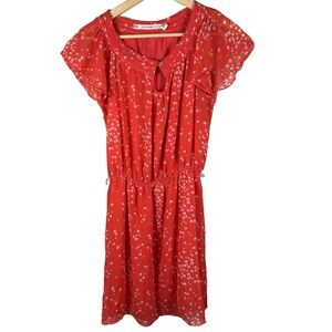 Chelsea &‎ Violet Dress Womens Medium Bird Print Keyhole Cottagecore Boho Preppy